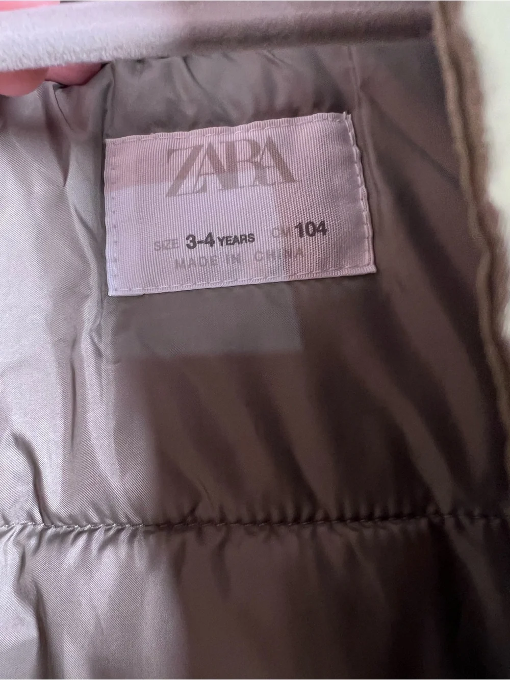 Zara Kids Toddler Green Black Puffer Coat Hood Size 3-4 Years